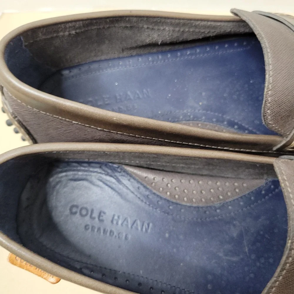 Cole Haan Howland Mens Brown Textured Leather Driving Penny Loafers C27353 10M